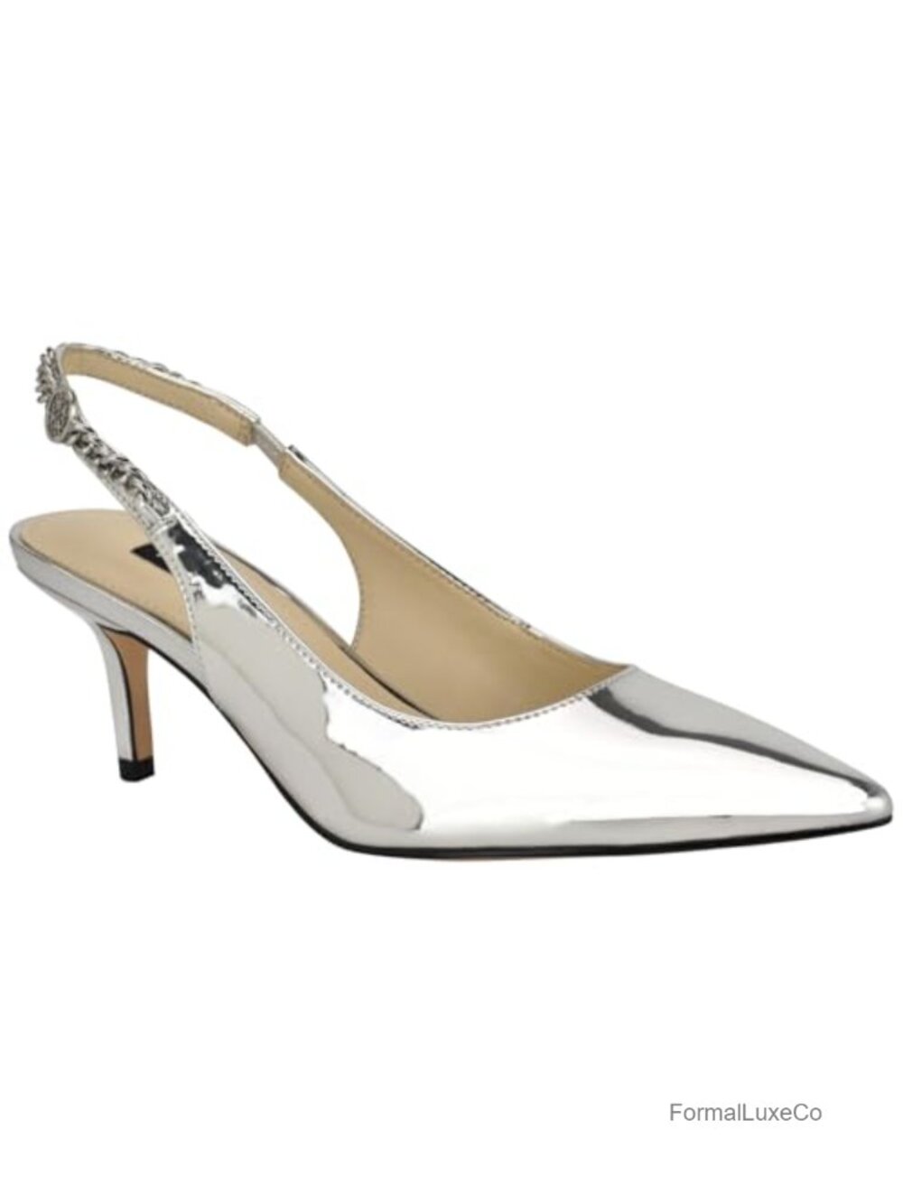 Nine West Annae Womens Kitten Heel Slingback Pointed Toe Pump